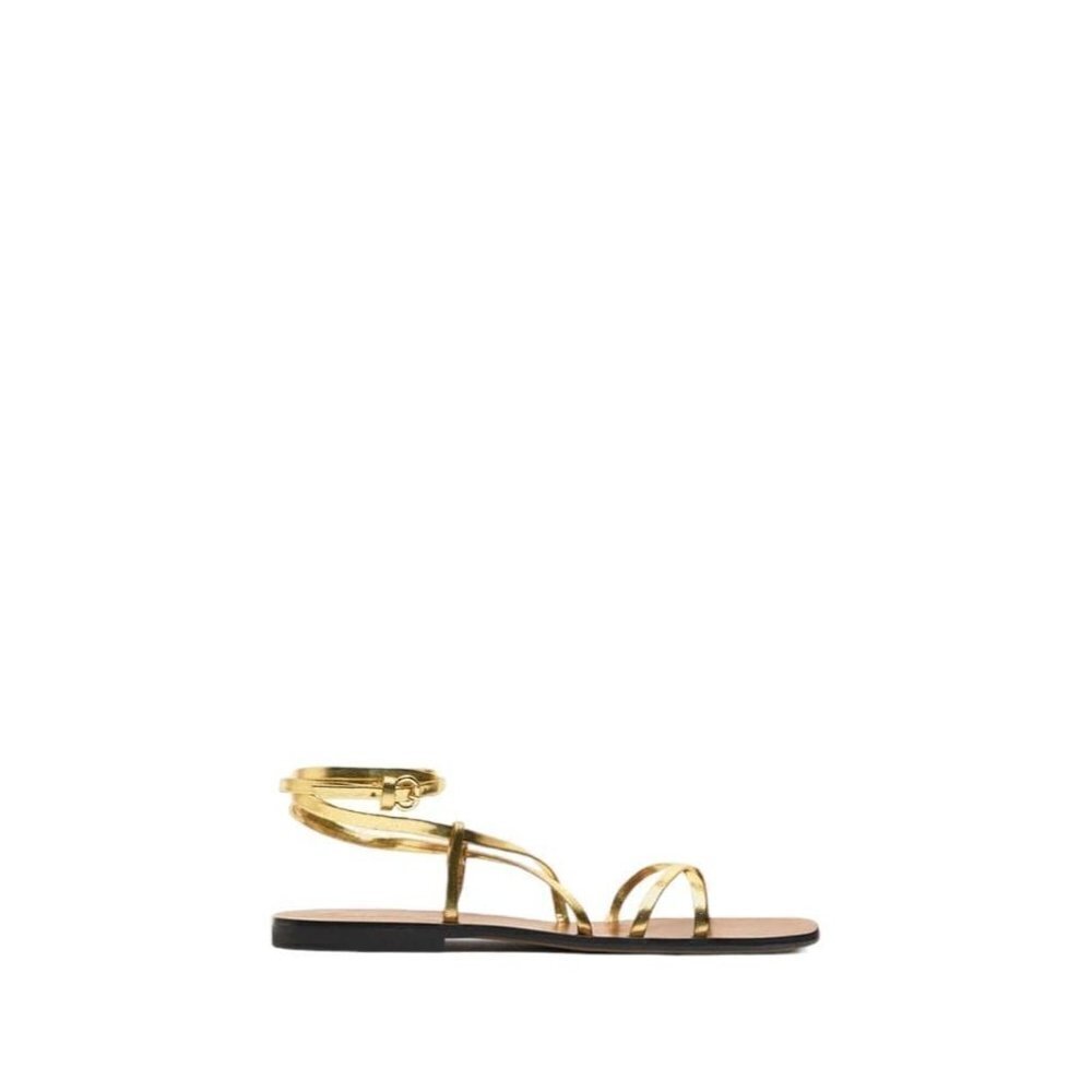 ZARA LACE UP FLAT SANDALS Gold SIZE 8 | 2639/110 25.3 Cm - Picture 2 of 4